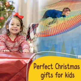 LPIW Climbing Net for Kids - 14.8FT x 9.9FT Double Layers Heavy Duty Playground Safety Net, Climbing Cargo Net for Tree House Tree Fort, Back Yard, Jungle Gyms, Monkey Bar Security Mesh（Black）