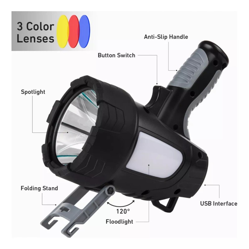 Tutu Linterna De Reflector Led Proyector Recargable Portátil