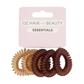 Oz Essentials Spiral Hair Ties 5 Pack - Browns
