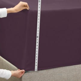 Empyrean Bedding 18" - 21" Extra Deep Pocket Fitted Sheet for High Mattress- Hotel Luxury Soft Double Brushed Microfiber Sheet - Wrinkle Free Cooling Bed Sheet, Cal King - Eggplant
