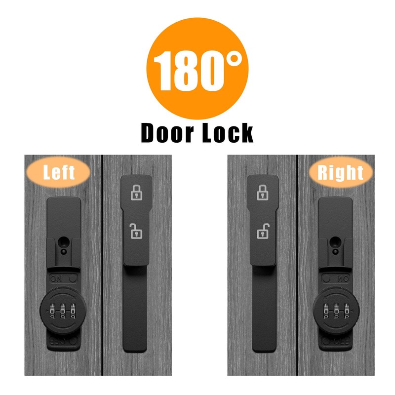 180 Degree Barn Door Locks and Gate Latches, 3-Digit Password