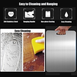 iFCOW Cutting Board for Kitchen, 14.2 x 9.8 304 Stainless Steel Double Sided Chopping Board Cutting Mats for Cutting Meat Fruits Vegetables