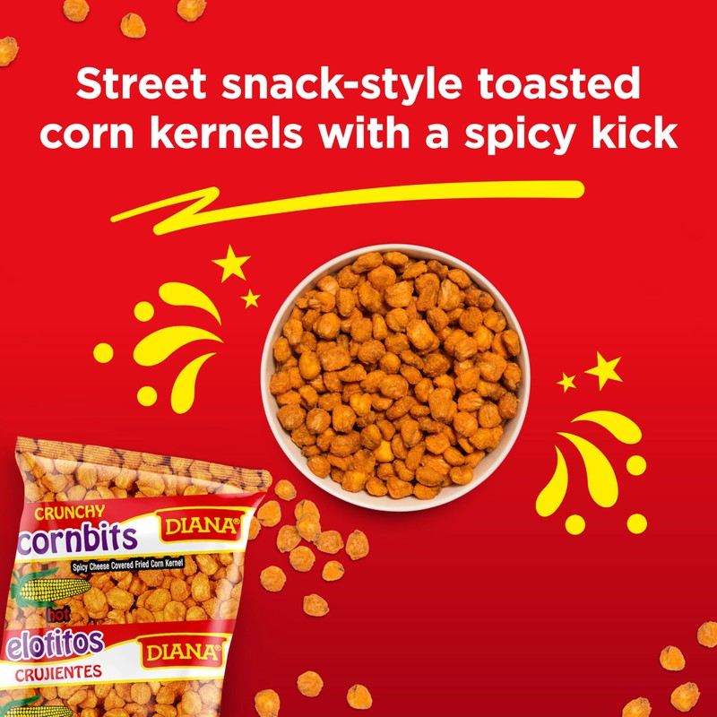 Diana Elotitos Crunchy Corn Kernel Snacks, Spicy Piquete Flavor, 4.05