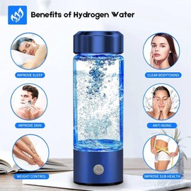 2025 New Hydrogen Water Bottle, Portable Hydrogen Water Ionizer Machine, Rechargeable Hydrogen-Rich Water Glass Cup – Ideal Gifts for Husband, Wife, Family, Friends, Travel(Blue)
