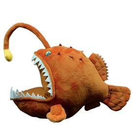 FRANKIEZHOU Lifelike Anglerfish Plush-Brown 12" Fish Stuffed Animal,Soft Monkfish Plush Toy,Gifts for Kids