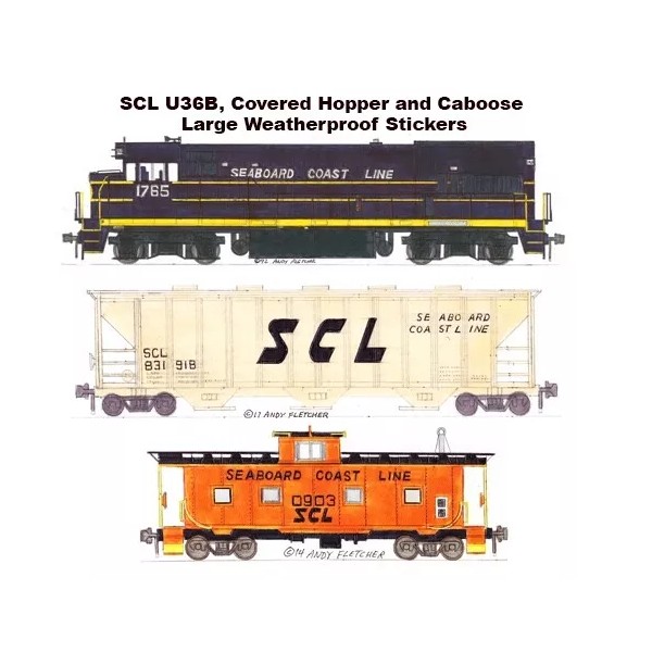 Seaboard Coast Line U36B Hopper Caboose Large 2.5"x5-9" Stickers Andy