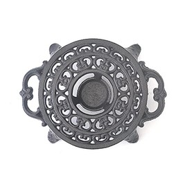 Heavy Duty Cast Iron Teapot Dish Warmer Stable Holder for Tealight Stand | Tealight Warmer Decorative Stove for Villa Yard Balcony（Round）
