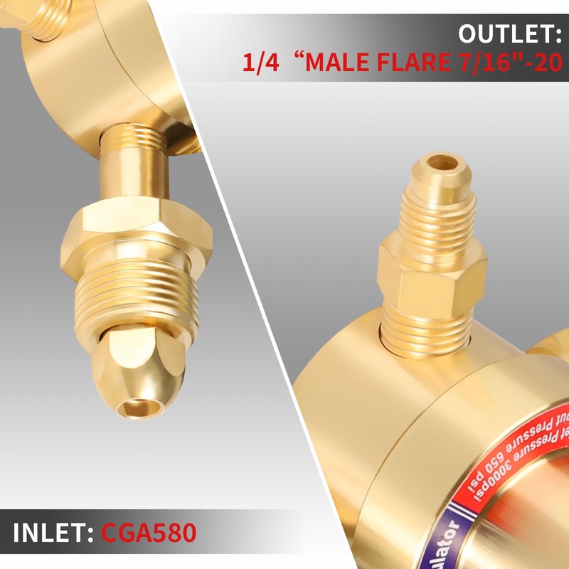 BO WELD Nitrogen Regulator with 0-800 PSI, CGA580 Inlet Connection
