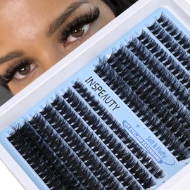 Fluffy Lash Clusters 50D+60D Volume Cluster Eyelash Extensions 8-16mm Wispy Eyelash Clusters 280 Pcs Individual Lashes D Curl Eyelash Extensions，by INSPEAUTY
