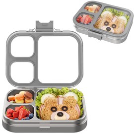 VITONIS Children's Stainless Steel Lunch Box, Metal Bento Lunch Box, Kids, Leak-Proof Lunch Box with 3 Compartments and Sealing Ring, Lunch Boxes for Visualisation