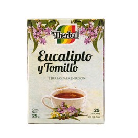 Therbal Té de Eucalipto & Tomillo (Té de eucalipto y tomillo) - 25 Bolsitas de té - 100% natural, vegano - Marca Premium