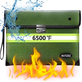 6500°F Upgraded Fireproof Money Bag with Lock,10 Layers of Heat Insulated Materials with Waterproof Zipper/Reflective Strip with Handle for Cash/Important Documents（Not Suitable for A4 Files）