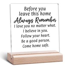 Inspirational Quotes Clear Desk Decorative Sign Motivational Gifts for Women Son Daughter Graduation Positive Gift Encouraging Quotes Acrylic Desk Decor Acrylic Sign With Wooden Stand for Table Shelf
