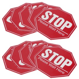 BuyWeek Warning Stickers, Set of 2 Floor Stop Sign Stickers Safety Distance Floor Marking Warning Sticker Warning Sign for Public Area
