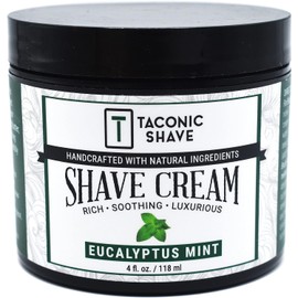 Taconic Shave, All Natural Shave Cream – Highly-Concentrated, Shaving Cream for Men and Women – 4 oz. Moisturizing Shaving Cream Tub with Skin Soothing Ingredients – Cooling Eucalyptus & Mint