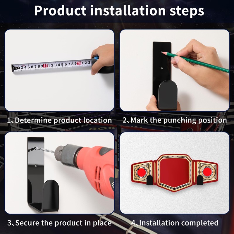 PrreDeACCE 2Pcs Wrestling Championship Belt Display Holder for Wall,Wrestling Championship