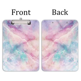 Hnogri Plastic Clipboard A4, Fashion Design A4 Letter Size Clipboards & Forms Holders for Office Supplies Lawyers,School Students and Kids, Low Profile Clip Cute Clipboard Folder, Dream Marble