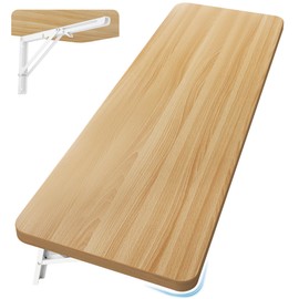 Neoaider Wall Mounted Folding Table 47.2”L x 19.7”W, Laundry Folding Table with Heavy Duty Metal Collapsible Shelf Brackets, Wall Mounted Desk Fold Down for Small Spaces, Wood Color