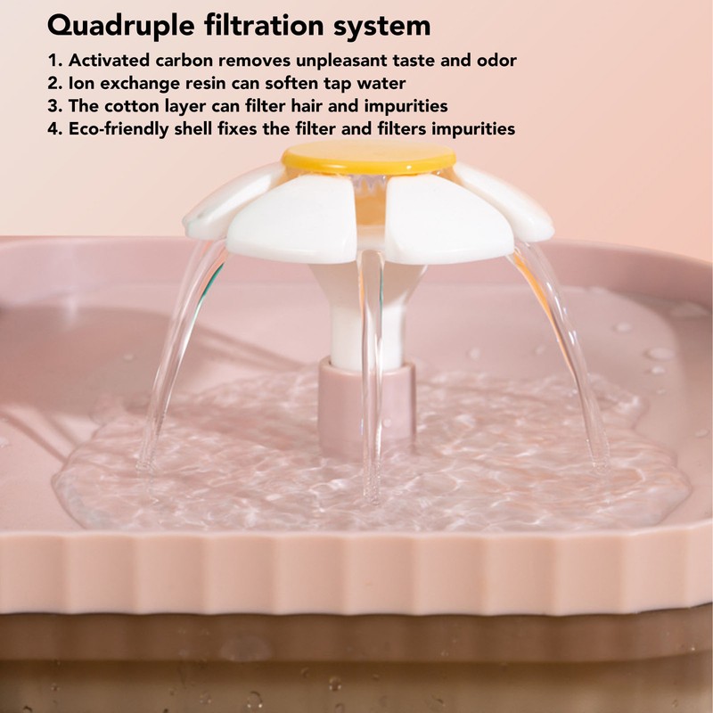 Cat Water Fountain Food Bowl High Capacity Quiet 2 In