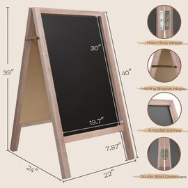 TEAKMAMA A Frame Chalkboard Sign, 40"x20" Extra Large Chalk Board Double-Sided Sidewalk Sign Sturdy Sandwich Menu Board for Restaurant Coffee Shop and Wedding, Grey