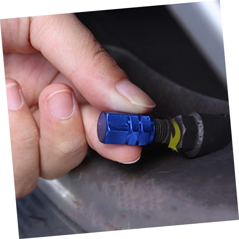 Alipis 4 Pcs Blue Aluminum Alloy Tire Valve Stem Caps