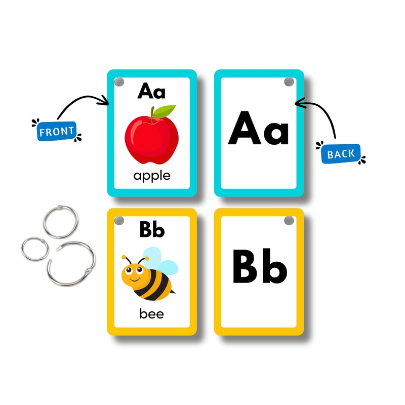 Alphabet Flash Cards Educational ABC Flash Cards, 26 Double Sided