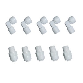 MALIDA Quick Connector Male Adapter Elbow and Straight Combination, 1/4 Inch NPT Thread x 1/4 Inch Tube OD Push to Connect Fittings, for Water Filter purification systems.(pack of 10)