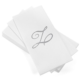 AMERICAN HOMESTEAD Disposable Hand Towels - Silver Foil Monogrammed Guest Napkins - Linen-Like Bathroom Paper Towels for Guests - Perfect Wedding and Party Napkins - 50 Count (Silver Z)