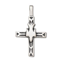 Auntie's Treasures Sterling Silver Womens 18" 1mm Box Chain Christian Descending Dove Cross Pendant Necklace