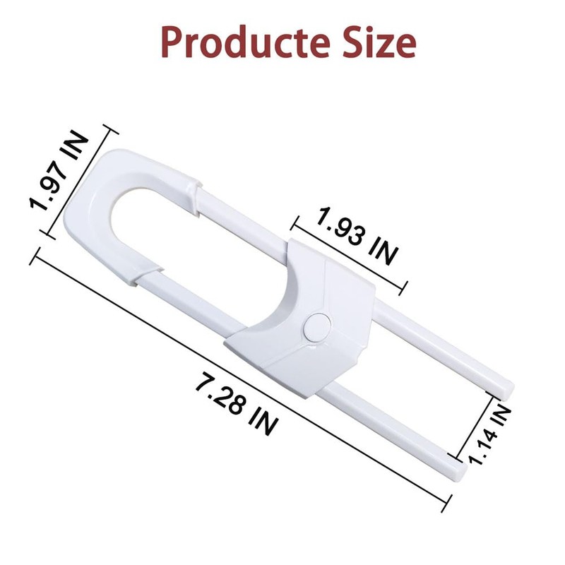 Qtopun 6-Pack U-Shaped Cabinet Locks, Adjustable Sliding Drawer Locks for