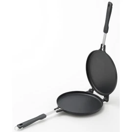 Yoshikawa SJ3208 Hot Sandwich Maker, For Gas Stoves, Multi-Sandwich Pan, Total Length 16.3 x Diameter 7.1 x Height 1.3 inches (41.5 x 18.0 x 3.4 cm), Black, Outdoor Activities, Camping