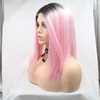 variouswig pink with brown root lace front wig 14 inches