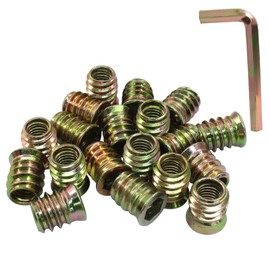 Moicstiy 20 Pcs 3/8"-16x 20mm Threaded Inserts for Wood, Nut Threaded Wood Inserts for Furniture