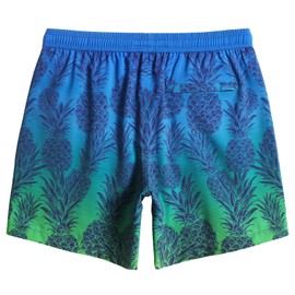 MaaMgic Mens Solid Swim Trunks Quick Dry 4 Way Stretch Mesh Lining Swimwear Bathing Suits,Pineapple Blue,XX-Large