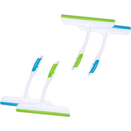 Pack of 4 practical squeegees with soft grip for glass/shower screens/floor and much more.