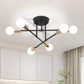 Vakrny Lámpara De Techo Modernas Ajustable De 6 Luces Lámpara De Techo Colgante Y Moderna Decoración Ajustable Con 6 Luces 110-240v Uso En Interiores E26 E27