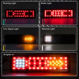 Ygmylandbb Trailer Tail Lights, 66LED Truck Tail Light, Arrow Sequential Flowing Tail Light, 24V Turn Signal Parking Reverse Brake Running Lights Modes Five-in-one for Truck Trailer Boat, 2Pcs