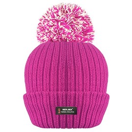 RockJock R40 Ladies Womens Winter POM POM Ribbed Beanie HAT with Advanced Thermal Insulation Cerise