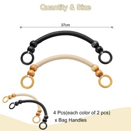 sourcing map 4Pcs Wooden Bead Nylon Purse Handle, Purse Handle Replacement for DIY Handmade Woven Bag Crochet Handbag Purse Making Supplies, Apricot/Black
