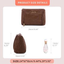 YIYIDSTO Cosmetic Bag Travel Makeup Bag Large Capacity Small Travel Zipper Pouch Makeup Organizer Bag for Women, Brown-1 Pack, Travel Makeup Bag Cosmetic Bag