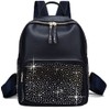 Zzfab Rhinestone Backpack Faux Leather Black