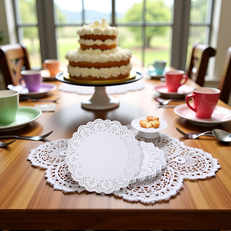 150 Pcs 6" White Lace Paper Doilies,Disposable Round Liners for