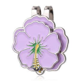 lasuroa 1pcs Magnetic Golf Ball Marker with Hat Clip, Flower Shape Golf Marker Magnet Cap Hat or Visor Clip Sports Bag Accessories for Women Men Golfer Friends Gift (Purple)
