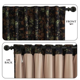 StangH Floral Print Velvet Curtains 72 inches Long for Bedroom, Black Room Darkening Thermal Insulated Window Drapes for Kitchen/Balcony/Bay Window, W52 x L72, 2 Panels