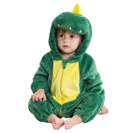 KEOYA Fleece Baby Bodysuit Infant One Piece Kids Hooded Romper Zip-Front Snowsuit Outerwear Toddler Jacket Green 13-18 Month