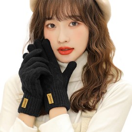 HORADON Women's Winter Gloves, Cold Protection, Knit Gloves, Fleece Lining, Constant Temperature of 15.0°F (38°C), Cloud-like Soft, Smartphone Compatible, Stylish, Warm, Fluffy, Soft, Stretchable,