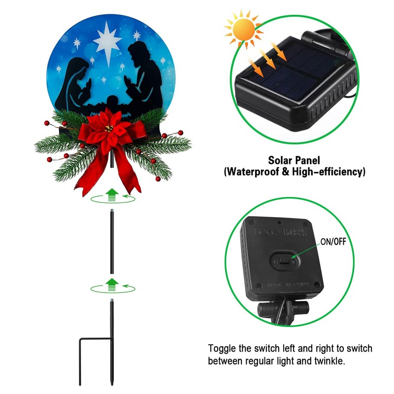 WAIU Nativity Secen Solar Garden Stake Christmas Decorations Outdoor Solar