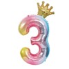 40-Inch Rainbow Gradient Number 3 Crown Balloon Set, 3rd Birthday