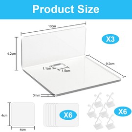 AYESY Floating Shelves for Wall,3 Pack Transparent Acrylic Shelf with Length 10cm,Easy to Install Decorative Shelf,Ideal Home Decor Accessories for Bathroom Living Room Kitchen Home Office Storage