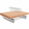 Amber Home 10 Pack Natural Wooden Pants Hangers with Clips,